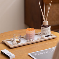 Ensemble de parfums d'hôtel LANJO, ensemble de diffuseurs de parfum de luxe avec plateau en bois, parfum naturel, bougie chauffe-plat, ensemble de parfums pour la salle de bain