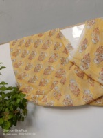 Bloc de main de couleur jaune imprimé 100% coton tissus organiques doux imprimés tissus d'impression en bois de conception indienne pour tissus de vêtements