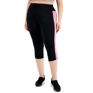 Leggings Capri Rosa Colorblock da Donna ID Ideology, Vita Alta, ODM, in Spandex/Nylon, con Decorazione a Strisce Laterali, Taglia 2X - Product Image 1