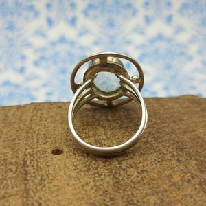 <b>Green</b> <b>Amethyst</b> Bohemian <b>Ring</b> 025 Unique Everyday Sterling Silver Designer <b>Ring</b> Bezel Setting Inlay Diamond for Party Gift Item - Product Image 3