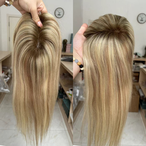 Tendencia 2026: Topper Mono de 5x6.5" con Raíz Ceniza Oscura y Balayage Rubio Pálido - 18 Pulgadas, 130% de Densidad, Cobertura Dimensional en la Corona - Product Image 2