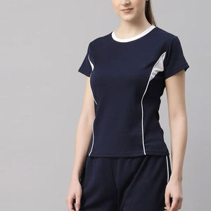 Summer Fashionable Girls Crop Top T-<b>Shirt</b> 92% Cotton 8% Spandex Slim Fit Round Neck Beige Women's Casual Top Solid Jersey Fabric - Product Image 5