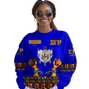 Sudadera con cuello redondo Sigma Gamma Rho para mujer, 1922, azul y dorado, ropa de hermandad griega, jersey de forro polar de primera calidad, moda de invierno - Product Image 4