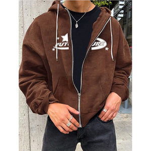 High Quality OEM ODM Service Graphic Printed Pullover Hip Pop Oversized <b>Zip</b> up <b>Pocket</b> Fleece Man <b>Hoodie</b> - Product Image 2