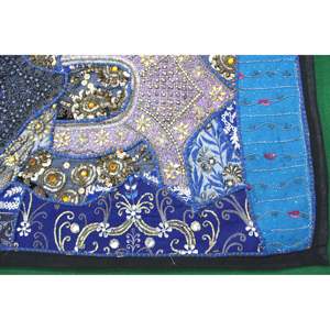 Indian Bohemian <b>Wall</b> Hanging Embroidered <b>Tapestry</b> Handmade Bright Blue Fabric for Outdoor Christmas or Halloween Decor - Product Image 4