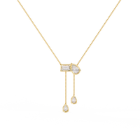 Pendentif chaîne en or rose, or blanc, argent plaqué, avec diamant émeraude poire pour femme, cultivé en laboratoire, certifié IGI, couleur D-E-F, luxe