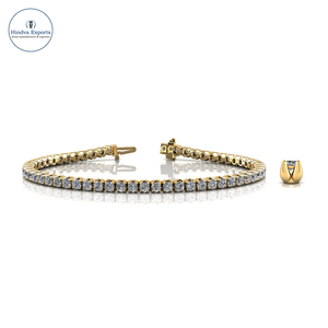 Estilo Vintage 2.31Ct Lab Grown Diamond Tennis Bracelet Solid 14K Gold Brilliant Cut IGI Certified Engagement Ball Moda - Product Image 1