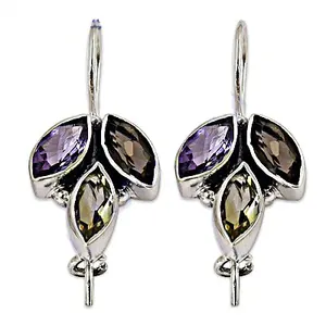 925 Silver Gemstone Leaf Drop <b>Earrings</b> for Women Gold Plated <b>Diamond</b> <b>Dangle</b> <b>Earrings</b> Geometric Pattern for Wedding Party Gift - Product Image 3