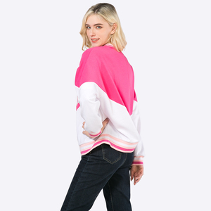 Personnalisé femmes 100% coton doublé tissé Hip Hop solide pull à manches longues hiver automne sweat-shirt - Product Image 2