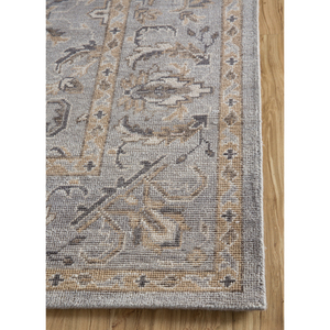 พรมขนสัตว์ถักมือ Erbe สีเทา-ดำ ลายเหรียญ เทคนิคการทอแบบแบน ขนาด 9x12 ฟุต รูปทรงสี่เหลี่ยมผืนผ้า สำหรับห้องโถง พรมปูพื้นบ้าน รุ่น PKWL-5159 - Product Image 4