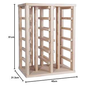 WELL HOME Portabottiglie in Legno di Pino a 24 Scomparti con Ripiani Non Verniciati - Product Image 3