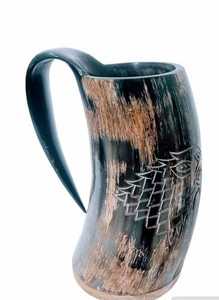 Jarra de Cerveza de Cuerno Natural Hecha a Mano con Temática Animal de la Leyenda Vikinga, con Aspecto Vintage, Duradera y con Logotipo Personalizable - Product Image 3