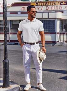 2025 tendencia hombres rayas polos ropa Casual logotipo personalizado manga corta Golf Polos venta al por mayor ropa de moda - Product Image 5