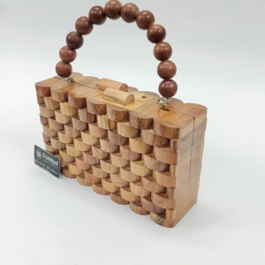 Pochette en bois de style boutique avec chaînes de perles, lanières à perles, sangle amovible, fermeture magnétique, doublure en velours de qualité supérieure pour - Product Image 3