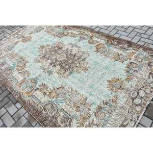Turkish 5.7x9 ft Rug, Vintage Rug, <b>Brown</b> Floral Rug <b>Wool</b> - Product Image 4