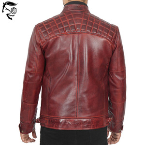 Veste en cuir Vintage décontractée pour hommes personnalisée de haute qualité conception OEM printemps automne hiver respirant coupe-vent 120g fermeture éclair en tissu - Product Image 2