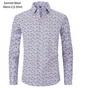 Chemise boutonnée à manches longues pour hommes, imprimé graphique floral, décontractée - Product Image 5