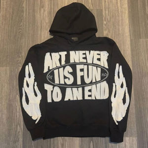 Personnalisé 420 Gsm Coton Graphique Poids Lourd Streetwear Distressed Applique Broderie Patch Logo Hommes Surdimensionné Impression Hoodies - Product Image 2