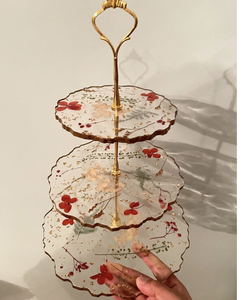 Celebración de fiesta de cumpleaños Soporte de plato de pastel de resina de madera clásico Diseñador moderno Soporte de pastel de 3 niveles de madera - Product Image 6