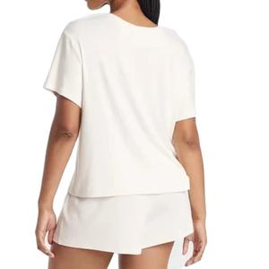 Vente en gros 100% coton Ensemble short deux pièces pour femmes Respirant et doux Ensembles courts pour femmes d'été - Product Image 5