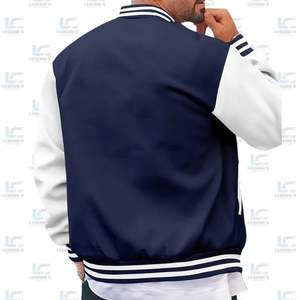 Veste universitaire décontractée à rayures High Street pour homme, col de baseball boutonné et poches, lavable en machine pour le printemps et l'automne - Product Image 2