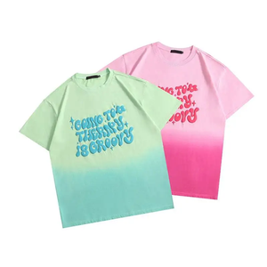 Ropa de calle de verano personalizada para hombre, camiseta de manga corta de algodón de gran tamaño con degradado 3D para impresión de hojaldre, serigrafía Tie-Dye - Product Image 5