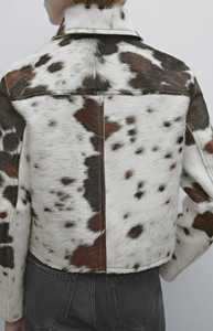 Chaqueta de cuero de pelo de piel de vaca Original de calidad para mujer, chaqueta occidental de pelo genuino, chaquetas de estilo vaquero, abrigo de piel de vaca - Product Image 2