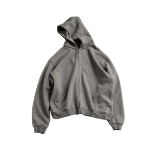 Boxy Distressed Faded Acid Wash Sweat à capuche zippé pour hommes French Terry Cotton Puff Printing Streetwear Custom Heavyweight Hoodies - Product Image 3