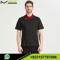 Conjunto de uniforme de cocina para chef, chaqueta negra a cuadros, hecha en China, precio bajo, novedad