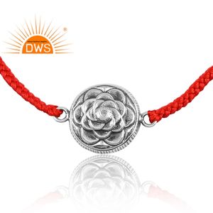 Best Quality Jewelry For Women Gift For Her Oxidized Sterling <b>Silver</b> <b>Charm</b> Red Cotton Dori Macrame <b>Bracelet</b> Custom Design - Product Image 2