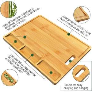 Vente en gros de grande planche à découper rectangulaire en bambou écologique plateau à disque de charcuterie multifonction pour la cuisine - Product Image 3