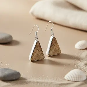 Boucles d'oreilles vintage pour femmes en argent 925 avec pierre de jaspe, plaquées or 18 carats, bijoux pendantes avec poire et diamant pour mariage - Product Image 1