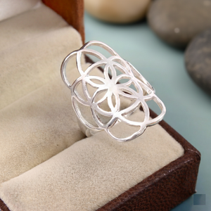 925 Sterling Silver Seed of <b>Life</b> <b>Ring</b> Classic Women's Gift - Product Image 3