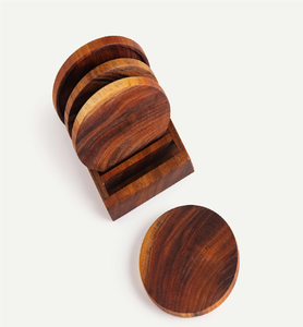 Juego de Posavasos de Madera de Estilo Rústico Hechos a Mano, con Logotipo Grabado con Láser Personalizado, Ecológicos y Reutilizables, para el Hogar, Bodas y Eventos - Product Image 1