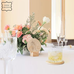 Juego en blanco de cerámica natural personalizado posavasos de almohadillas de corcho para bebidas redondas de madera para bebidas con soporte - Product Image 5