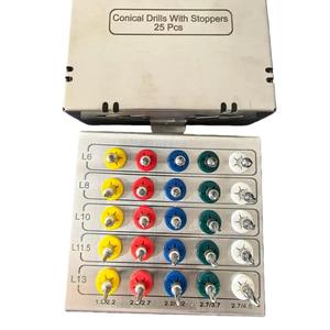 Juego de 25 Piezas de Fresas Cónicas para Implantes Dentales, Recubiertas de Negro, con Tope, para Osteodensificación Dental - Product Image 3