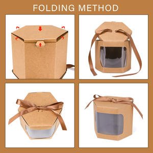 لوازم تغليف المخابز بالجملة، صندوق هدايا كرافت بنافذة ليزر، صندوق هدايا هولوغرافي بنافذة للكيك والحلوى - Product Image 3