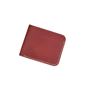 2024 Maroon Bi-Fold Cartera de cuero para hombre hecha a mano con logotipo personalizado Función RFID Cierre abierto-Precio razonable Diseño OEM - Product Image 1