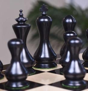 Pièces d'échecs de luxe de style sablier en bois de laurier ébénisé et en bois de laurier naturel, roi de 4,1 pouces à prix abordable - Product Image 2