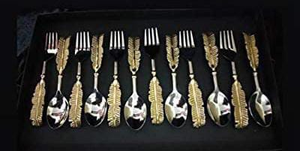 Ensembles de couverts sur le thème de la nature en laiton sur mesure avec conception de brindilles végétales disponibles avec cuillère et fourchette idéales pour la revente - Product Image 6