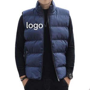 Chaqueta acolchada sin mangas informal para hombre al por mayor, chaleco deportivo a prueba de viento de nailon 100% con cuello levantado y cremallera negra, estampado personalizable - Product Image 2