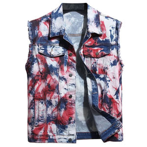 Gilet sans manches rétro avec impression par sublimation, gilet en jean boutonné pour motocyclistes pour adultes - Product Image 2