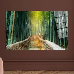 Arte Impreso en Lienzo: Decoración Zen de Bosque de Bambú Iluminado por el Sol, ARTE EN VIDRIO TEMPLADO - Product Image 1