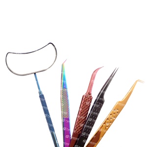 Pinzas profesionales para extensión de pestañas de acero inoxidable, pinzas para pestañas antiestáticas con agarre de diamante, su propio diseño de logotipo, alta belleza - Product Image 4