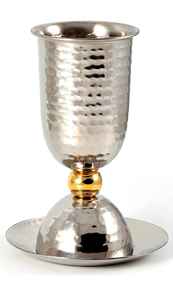 Judica - Juego de Copas Kiddush Hechas a Mano para Shabat, Acero Inoxidable, Dos Tonos, Dorado y Plateado, Copa para Vino con Posavasos, Libre de BPA, a Prueba de Fugas, 5.5 oz - Product Image 1