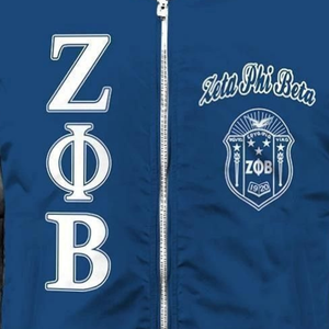 Veste en satin Zeta Phi Beta Sorority bleu et blanc pour femmes, 1920 ZPB, vêtements grecs, broderie de bouclier, look universitaire haut de gamme - Product Image 3