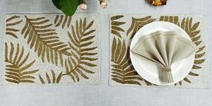 Silver <b>Beaded</b> Luxury Embroidery <b>Placemats</b> High Quality Eco-Friendly Heat Resistant Wedding Decorative Fashionable Customized - Product Image 3