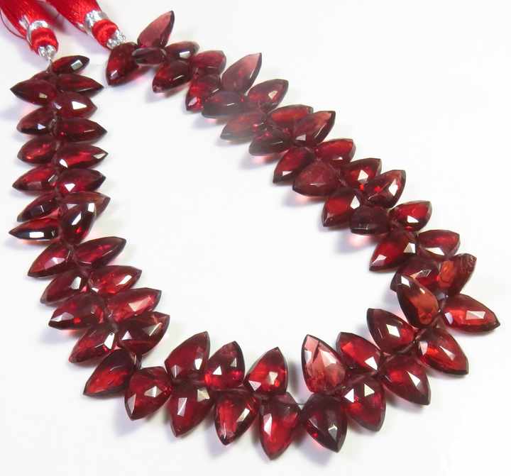 Natural Mozambique Garnet Gems Faceted Beads 9.5-12mm 9"Strand Top Quality Mozambique Garnet Fancy Shield Beads