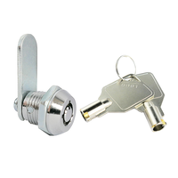 Serrure à came tubulaire haute sécurité pour boîtes à outils et armoires, 60 mm, 2 clés, alliage de zinc et laiton chromé brillant ABA