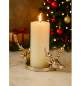เชิงเทียนโลหะสีทองรูปทรงกวางที่มีขนาดแตกต่างกันสำหรับตกแต่งบ้าน - Product Image 1